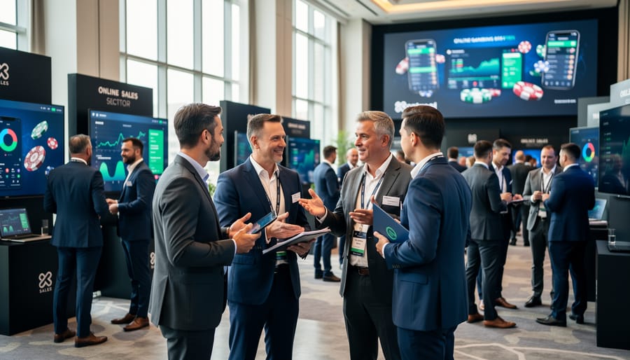 Business professionals networking and sharing knowledge at industry conference