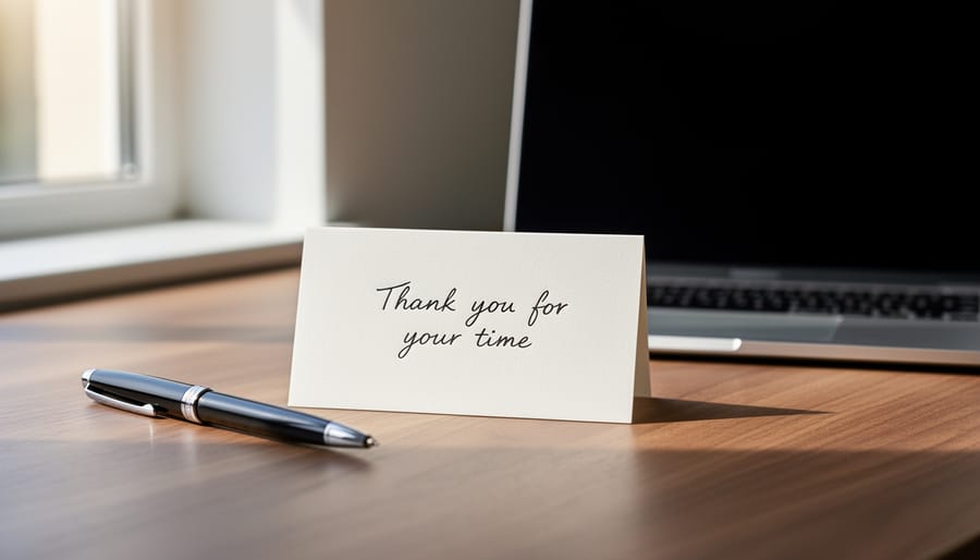 Hand placing a written note into an envelope next to a smartphone on a desk