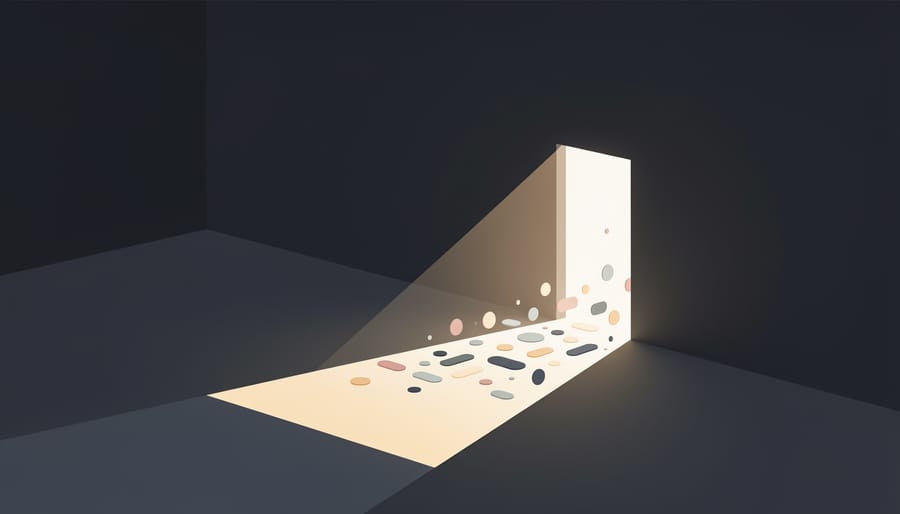 Dark corridor with a bright open doorway symbolizing new business opportunities