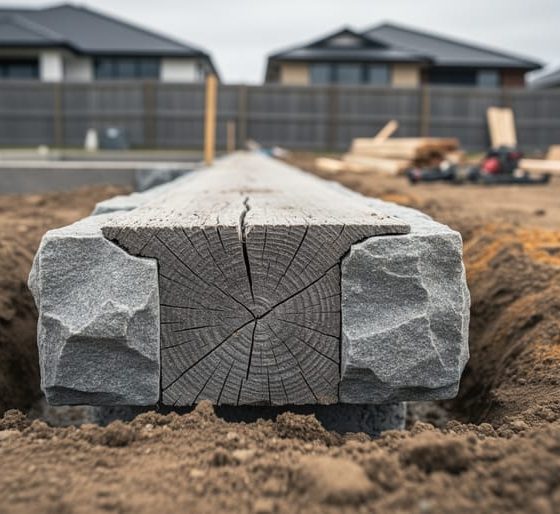 “A sturdy foundation beam set into the ground, symbolizing the single critical foundation for successful online selling.”